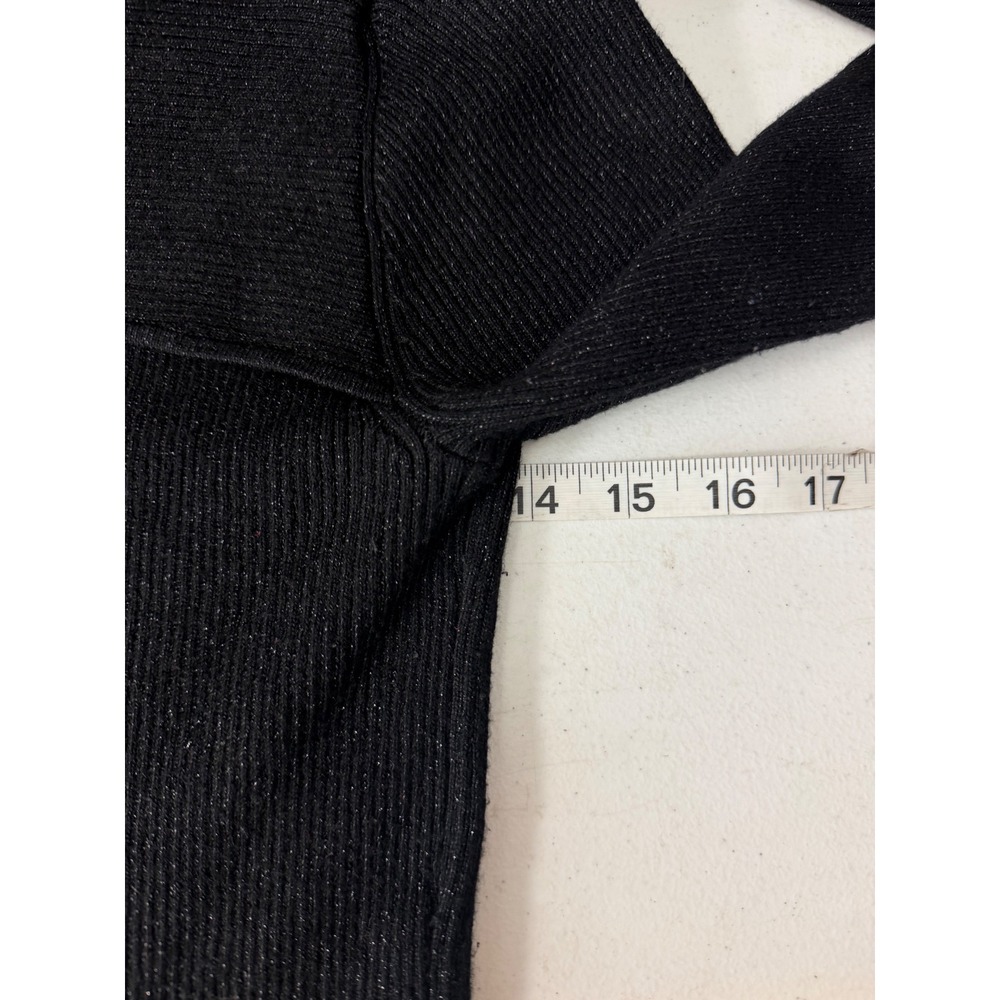 INC International Concepts Black Metallic Ribbed Cutout Sweater Dress Medium - Picture 9 of 11